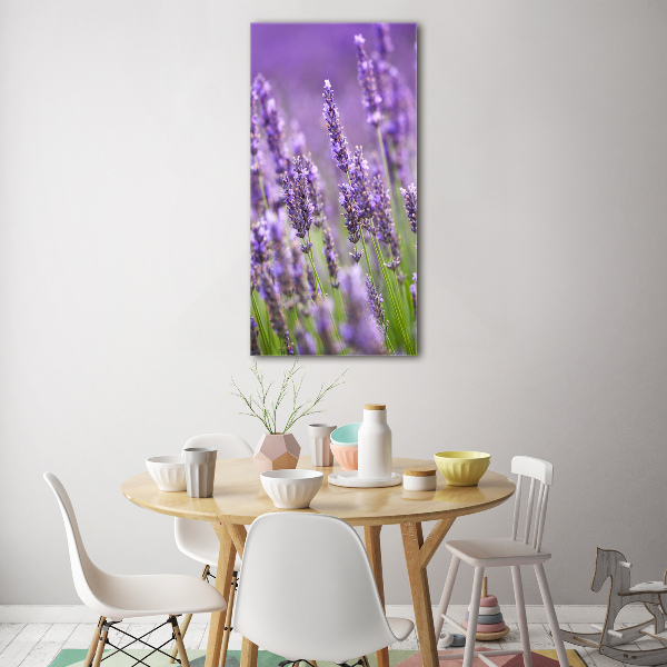 Cuadro de metacrilato moderno efecto cristal vertical campo de lavanda