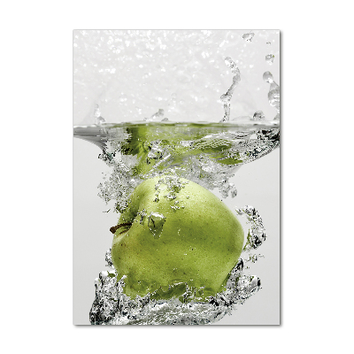 Cuadro decorativo en acrílico brillante vertical Una manzana bajo el agua
