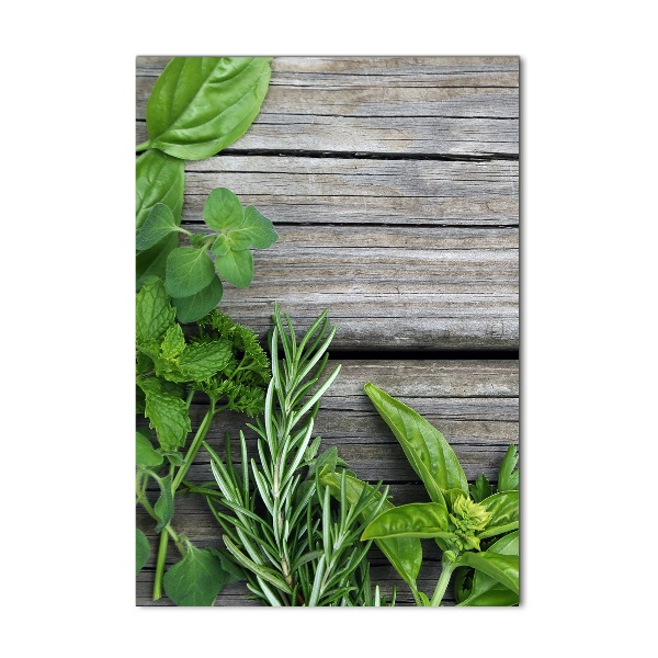 Impresión en metacrilato de alta calidad vertical Hierbas en la madera