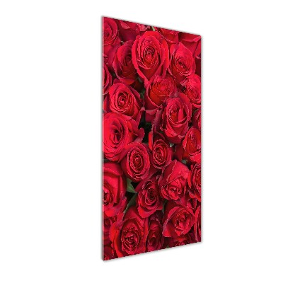 Cuadro decorativo en acrílico brillante vertical rosas rojas