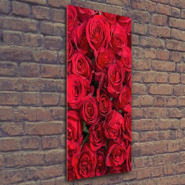 Cuadro decorativo en acrílico brillante vertical rosas rojas