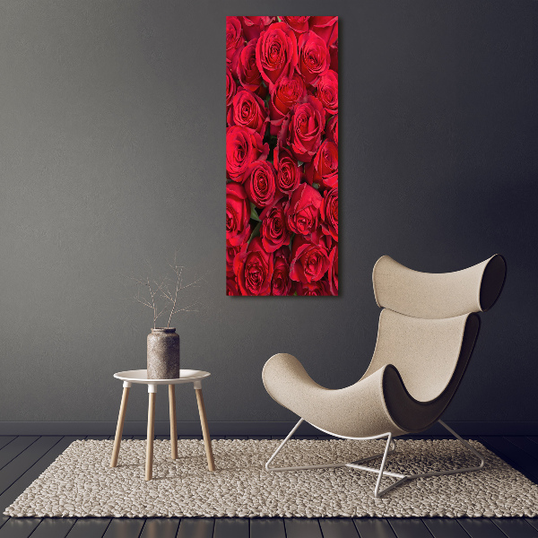 Cuadro decorativo en acrílico brillante vertical rosas rojas