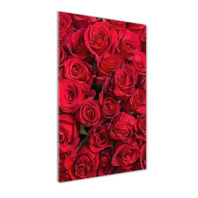 Cuadro decorativo en acrílico brillante vertical rosas rojas