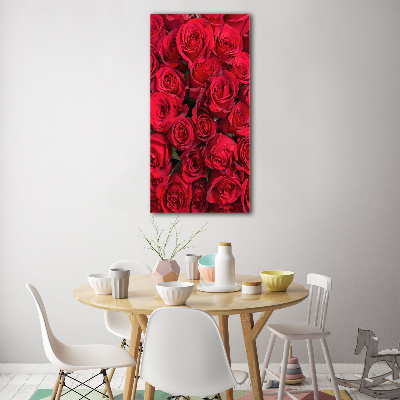 Cuadro decorativo en acrílico brillante vertical rosas rojas
