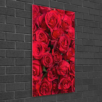 Cuadro decorativo en acrílico brillante vertical rosas rojas