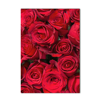 Cuadro decorativo en acrílico brillante vertical rosas rojas