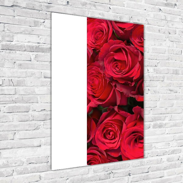Cuadro decorativo en acrílico brillante vertical rosas rojas