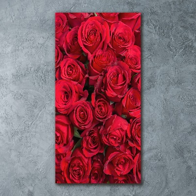Cuadro decorativo en acrílico brillante vertical rosas rojas
