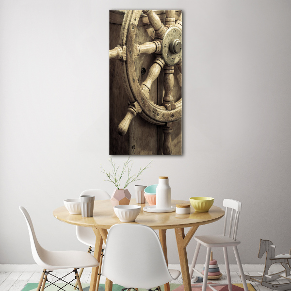 Cuadro decorativo en acrílico brillante vertical El timón de un yate