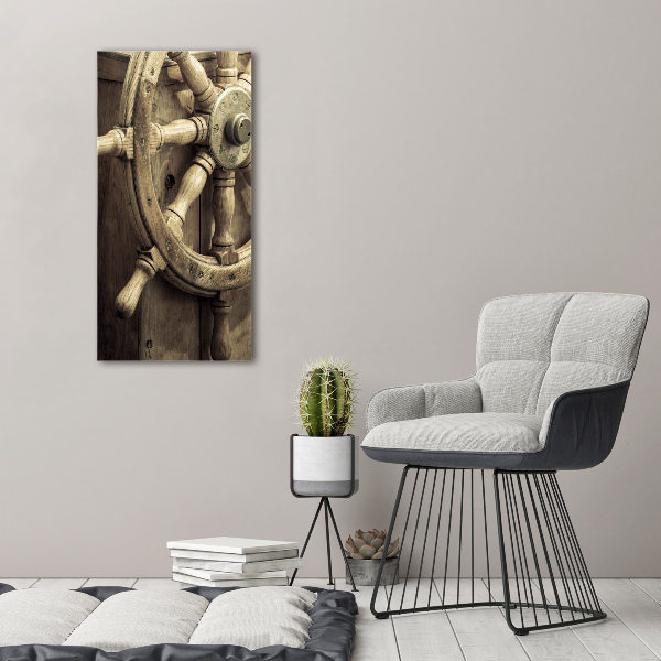 Cuadro decorativo en acrílico brillante vertical El timón de un yate
