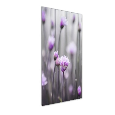 Cuadro de metacrilato moderno efecto cristal vertical flores de cebollino