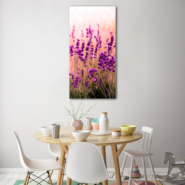 Cuadro decorativo en acrílico brillante vertical campo de lavanda
