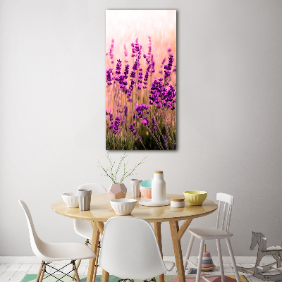 Cuadro decorativo en acrílico brillante vertical campo de lavanda