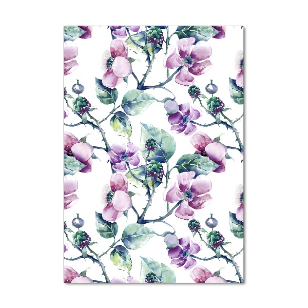 Cuadro decorativo en acrílico brillante vertical flores de mora