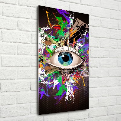 Cuadro de metacrilato moderno efecto cristal vertical Ojo abstracto