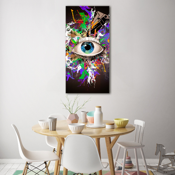 Cuadro de metacrilato moderno efecto cristal vertical Ojo abstracto
