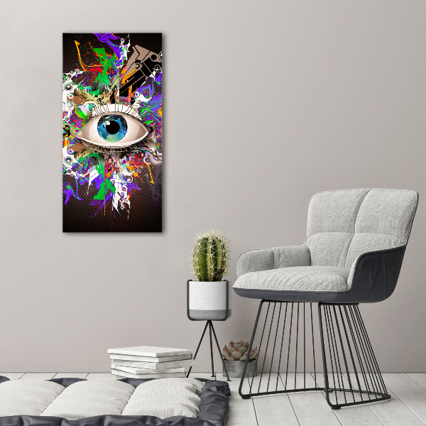 Cuadro de metacrilato moderno efecto cristal vertical Ojo abstracto