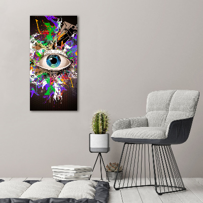 Cuadro de metacrilato moderno efecto cristal vertical Ojo abstracto