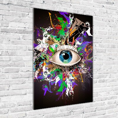 Cuadro de metacrilato moderno efecto cristal vertical Ojo abstracto