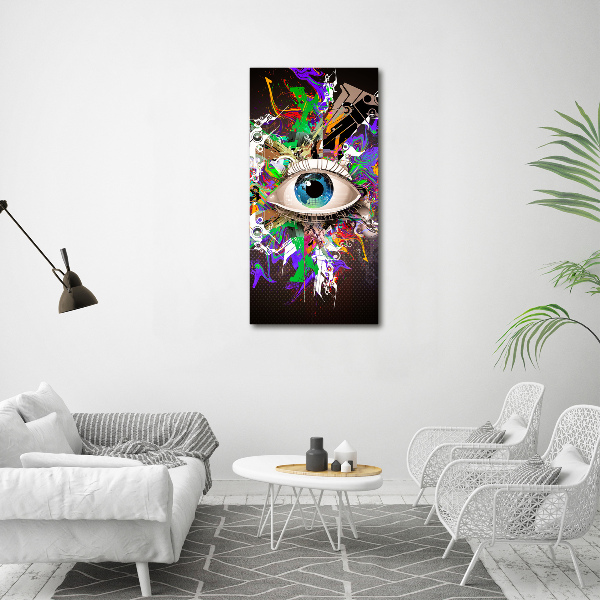 Cuadro de metacrilato moderno efecto cristal vertical Ojo abstracto