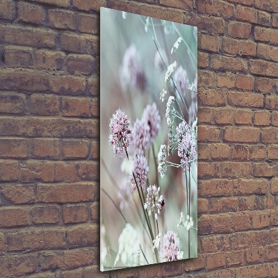 Cuadro decorativo en acrílico brillante vertical flores de ajo