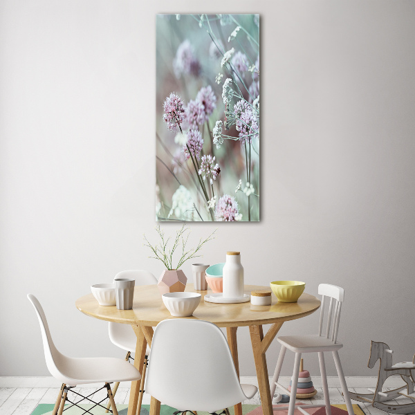 Cuadro decorativo en acrílico brillante vertical flores de ajo