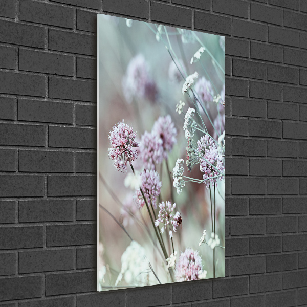 Cuadro decorativo en acrílico brillante vertical flores de ajo