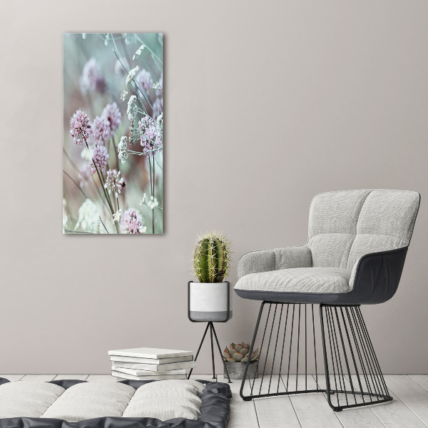Cuadro decorativo en acrílico brillante vertical flores de ajo