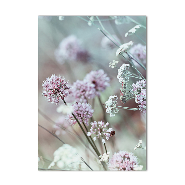 Cuadro decorativo en acrílico brillante vertical flores de ajo