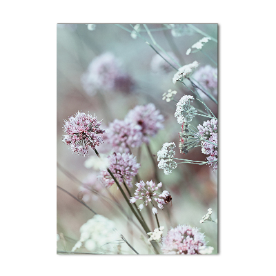 Cuadro decorativo en acrílico brillante vertical flores de ajo