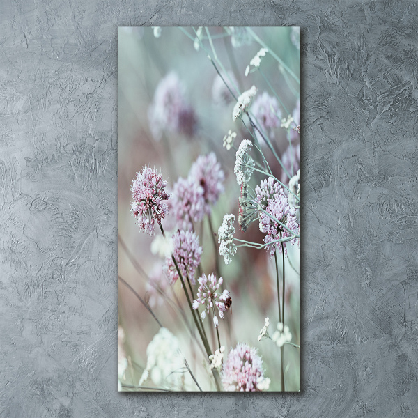 Cuadro decorativo en acrílico brillante vertical flores de ajo