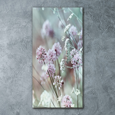 Cuadro decorativo en acrílico brillante vertical flores de ajo