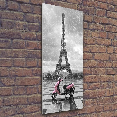 Cuadro decorativo en acrílico brillante vertical Scooter de la Torre Eiffel