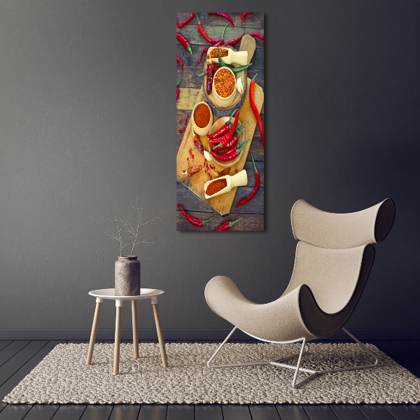 Cuadro de metacrilato moderno efecto cristal vertical chiles