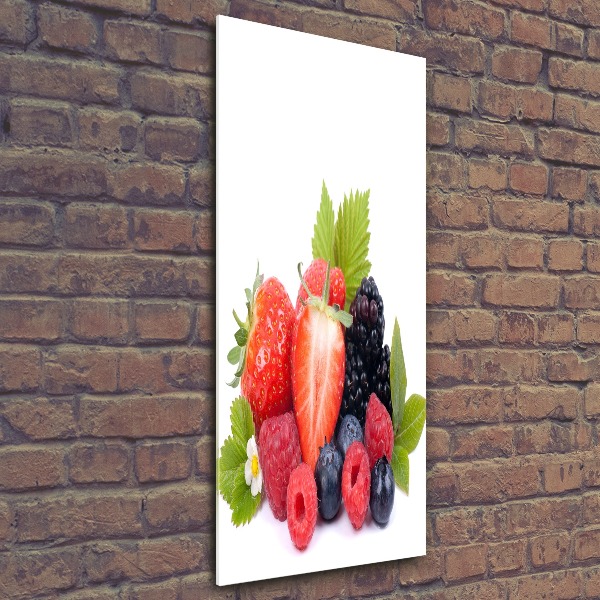 Cuadro de metacrilato moderno efecto cristal vertical Frutos del bosque