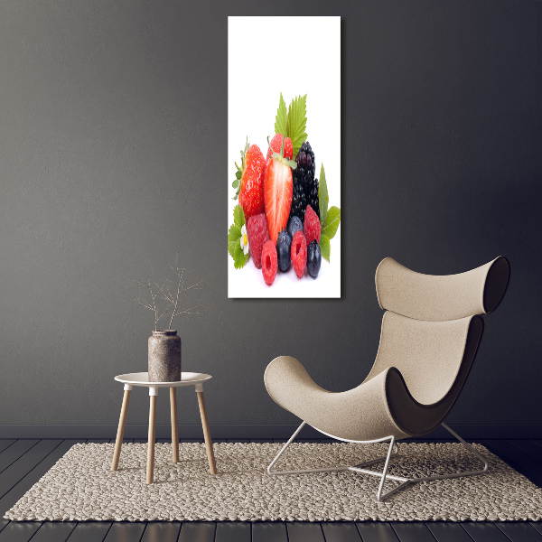 Cuadro de metacrilato moderno efecto cristal vertical Frutos del bosque