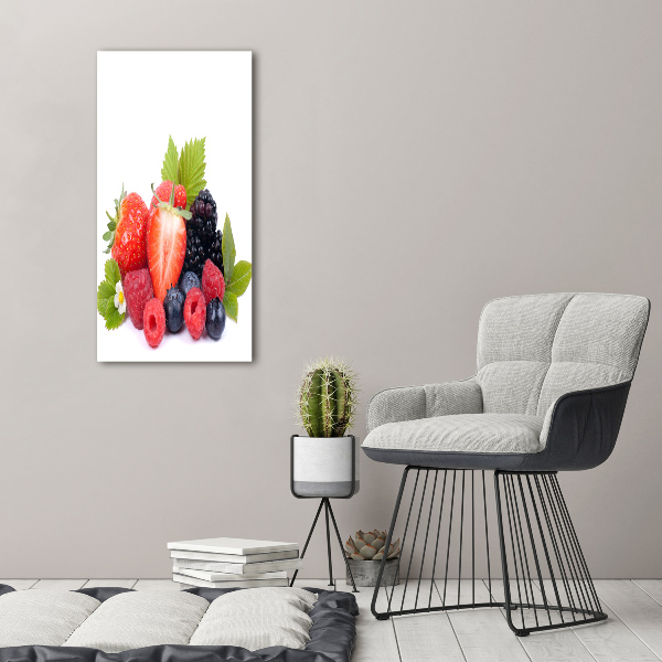 Cuadro de metacrilato moderno efecto cristal vertical Frutos del bosque