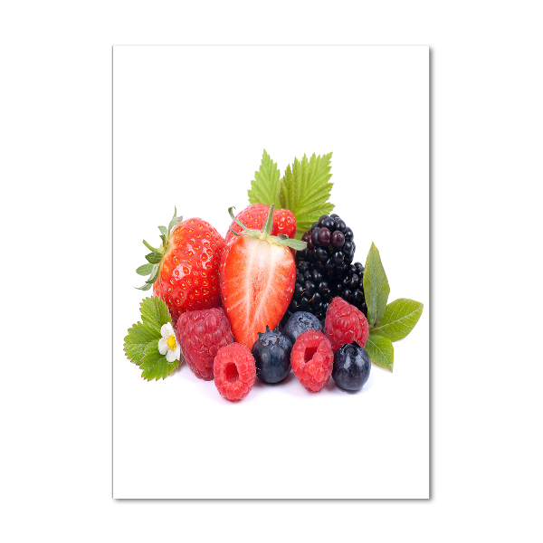 Cuadro de metacrilato moderno efecto cristal vertical Frutos del bosque
