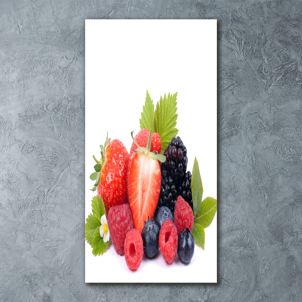 Cuadro de metacrilato moderno efecto cristal vertical Frutos del bosque
