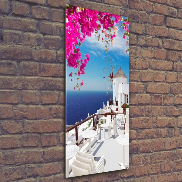 Cuadro de metacrilato moderno efecto cristal vertical Santorini, Grecia