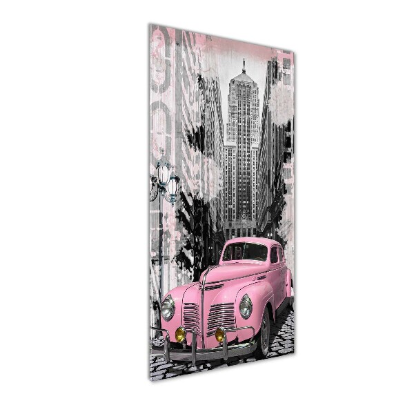 Cuadro de metacrilato vertical Coche rosa