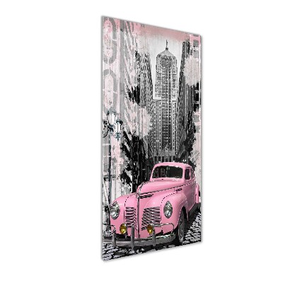 Cuadro de metacrilato vertical Coche rosa