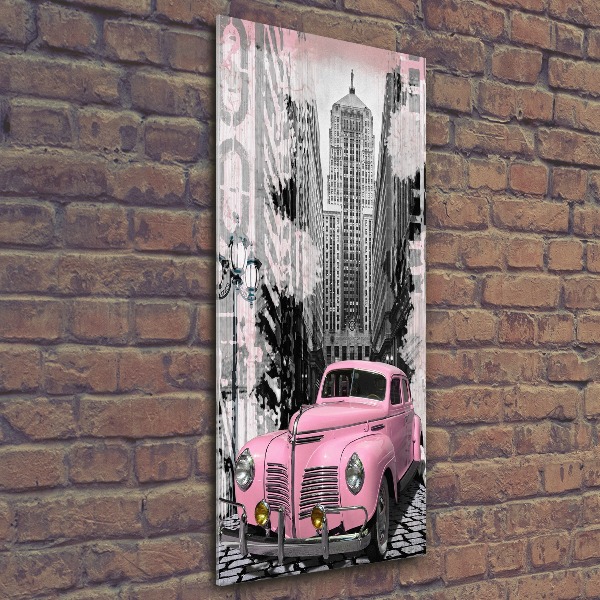 Cuadro de metacrilato vertical Coche rosa