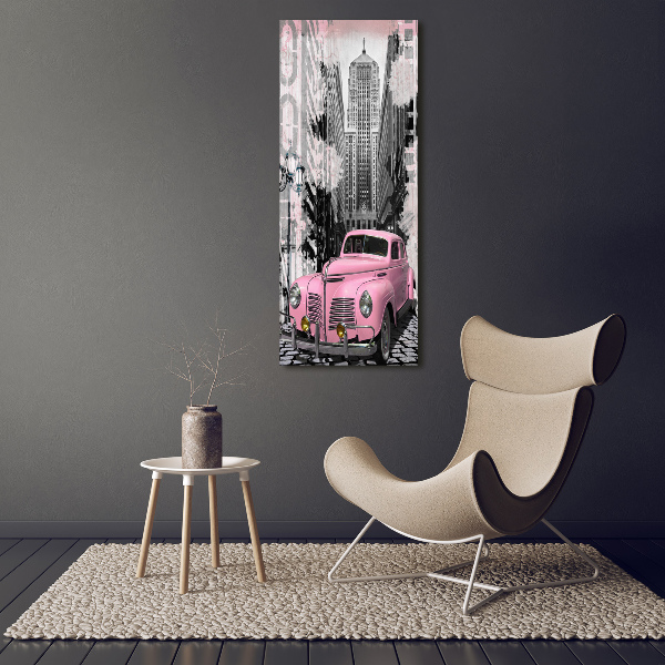Cuadro de metacrilato vertical Coche rosa