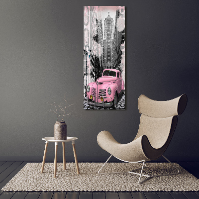 Cuadro de metacrilato vertical Coche rosa