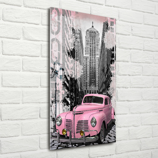 Cuadro de metacrilato vertical Coche rosa