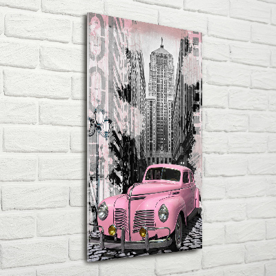 Cuadro de metacrilato vertical Coche rosa