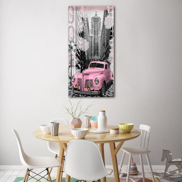 Cuadro de metacrilato vertical Coche rosa