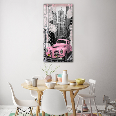 Cuadro de metacrilato vertical Coche rosa