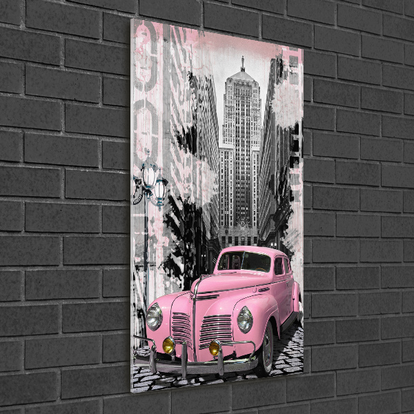 Cuadro de metacrilato vertical Coche rosa